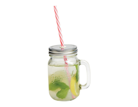 Glass Mason Mug with Straw