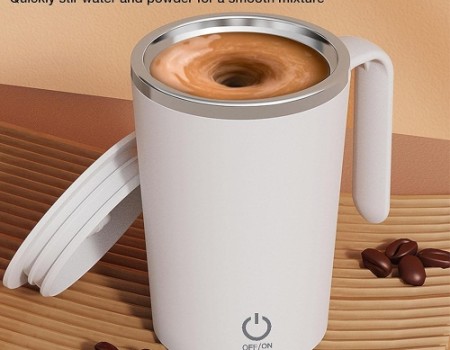 2023 new custom 380ml double wall vacuum coffee cup stainless steel insulated automatic self stirring magnetic coffee mug