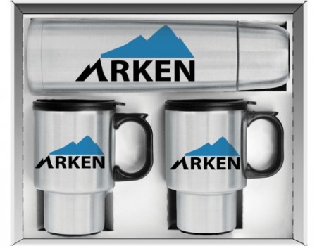 Three Piece Steel City Travel Mugs Thermos Set